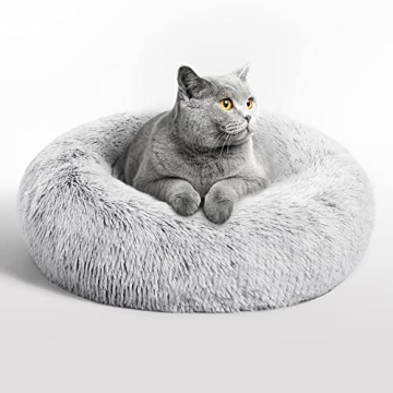 Love's cabin 20in Cat Beds for Indoor Cats - Cat Bed with Machine Washable, Waterproof Bottom - Grey...