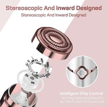 Facial Hair Removal for Women, Electric Painless Facial Hair Remover, Hair Removal Device for Face, Lip, Chin with 2 Extra Replacement Heads