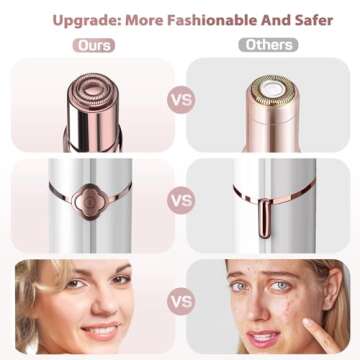 Facial Hair Removal for Women, Electric Painless Facial Hair Remover, Hair Removal Device for Face, Lip, Chin with 2 Extra Replacement Heads