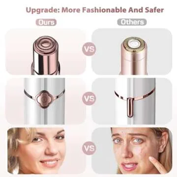 Facial Hair Removal for Women, Electric Painless Facial Hair Remover, Hair Removal Device for Face, Lip, Chin with 2 Extra Replacement Heads