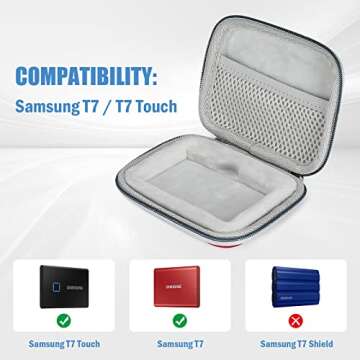 ProCase Hard Carrying Case Compatible for Samsung T7/ T7 Touch Portable SSD with 2 Cable Ties, Shock...