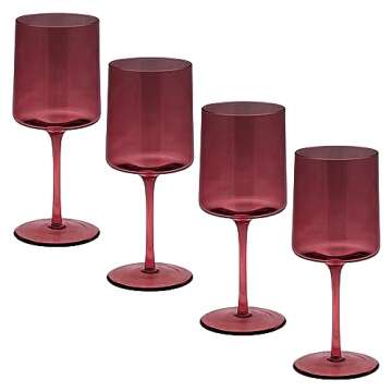 Karma Gifts, Mid Century Wine Glass, Garnet, Set Of Four