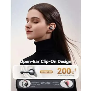 JOYROOM OE3 Clip-On Earbuds - Wireless Open Ear Headphones, Ultra-Light & Comfortable for Workouts a...