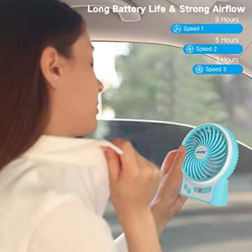 Efluky Mini USB Fan: Rechargeable, Portable, Multi-Function