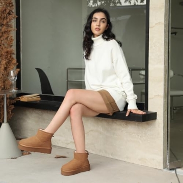 Comfortable ATHMILE Winter Suede Platform Boots for Women