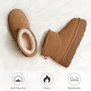 Comfortable ATHMILE Winter Suede Platform Boots for Women