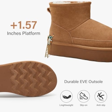 Comfortable ATHMILE Winter Suede Platform Boots for Women