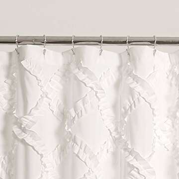 Lush Decor Ruffle Diamond Shower Curtain | Textured Vintage Chic Farmhouse Style Design, 72” x 72?...