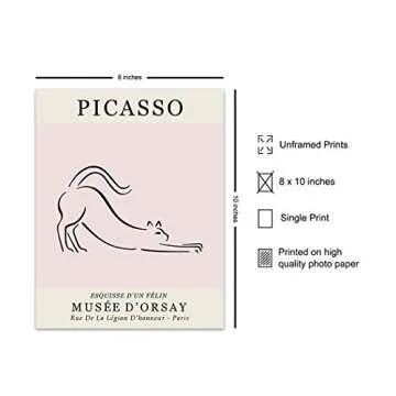 Pablo Picasso Cat Art Print - Unique 8x10 Unframed Decor