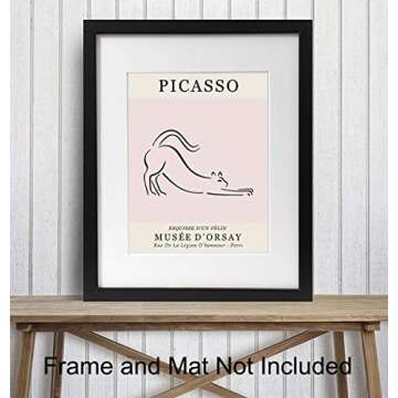 Cat Home Decor - Pablo Picasso Wall Art - Picasso Poster - Cat Wall Art - Pablo Picasso Poster - Pablo Picasso Prints - Pablo Picasso Art - Cat Wall Decor - Cute Cat Lover Gifts for Women - Pink