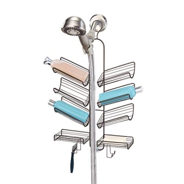iDesign Verona Metal Hanging Bathroom Caddy for Handheld Shower Hose, Extra Space for Shampoo, Condi...