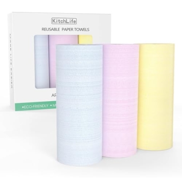 KitchLife Reusable Paper Towels – Strong, Eco-Friendly Kitchen Solution, 3 Rolls