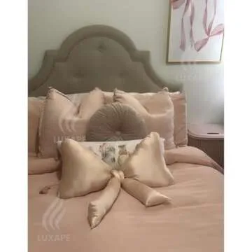 Luxape Bow Pillow - Big Bow Throw Pillow - Bow Shaped Pillow - Silky Satin - Coquette Decor - Bow Room Decor - Pink Bow Pillow - Bow Nursery Decor - Pink Room Decor (Ballet Pink)