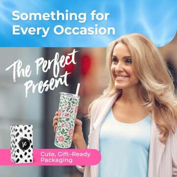 Floral Print Vacuum Insulated Stainless Steel Skinny Tumbler with Straw - Coffee Mug with Lid - Tea Cup for Travel- Nature Themed, Plant Lovers - Travel Mug, Birthday Gift - Floral Mugs for Women