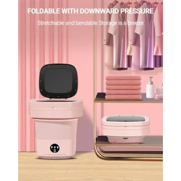 Portable Washing Machine, 11L Upgraded Large Capacity Foldable Mini Washer, Small Washing Machine for Apartments Travel Laundry Camping RV Dorm, Pink