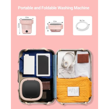 Portable Washing Machine, 11L Upgraded Large Capacity Foldable Mini Washer, Small Washing Machine for Apartments Travel Laundry Camping RV Dorm, Pink