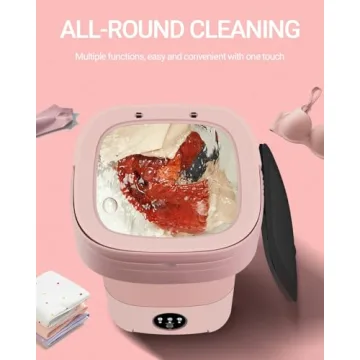Portable Washing Machine, 11L Upgraded Large Capacity Foldable Mini Washer, Small Washing Machine for Apartments Travel Laundry Camping RV Dorm, Pink