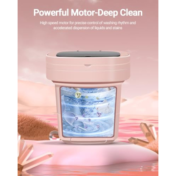 Portable Washing Machine, 11L Upgraded Large Capacity Foldable Mini Washer, Small Washing Machine for Apartments Travel Laundry Camping RV Dorm, Pink