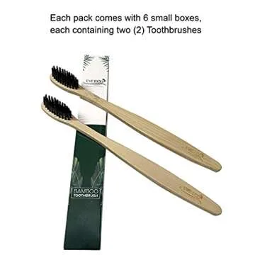 EveEco Bamboo Charcoal Toothbrushes 12 Count Eco-Friendly