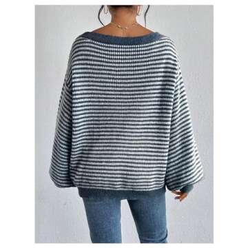 Soly Hux Women's Cozy Oversized Striped Sweater for Casual Style