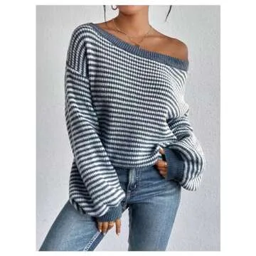 Stylish SOLY HUX Off The Shoulder Striped Sweater