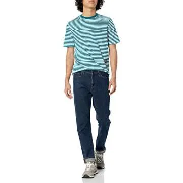 Amazon Essentials Men's Regular-Fit Short-Sleeve Stripe Crewneck T-Shirts