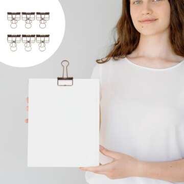 NUOBESTY Scrapbook Binder 6 Pcs Metal Wire Binder Clips Hollow Out Paper Binder Clip Invoice Bill Cl...
