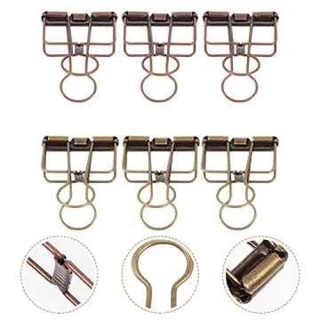 NUOBESTY Scrapbook Binder 6 Pcs Metal Wire Binder Clips Hollow Out Paper Binder Clip Invoice Bill Clamps Paper Organizer for Office School Accessories Files Documents Tickets Office Binders