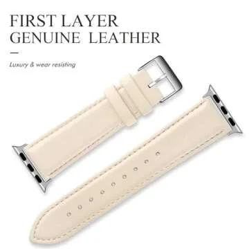 Eyamumo Genuine Leather Sport Loop Watch Band for Apple Watch 38mm 40mm 41mm Series 9 8 7 6 5 4 3 2 ...