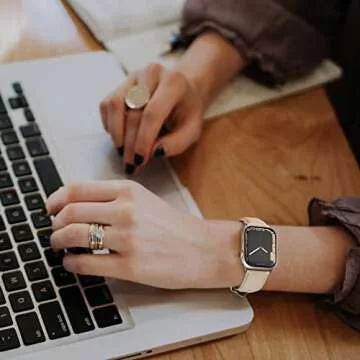 Stylish Eyamumo Genuine Leather Apple Watch Band 38mm 40mm 41mm