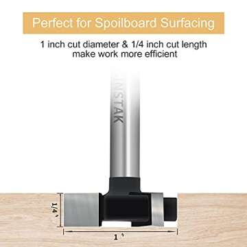 CNC Spoilboard Surfacing Router Bits, 1/4 inch Shank 1 inch Cutting Diameter, Slab Flattening Router...