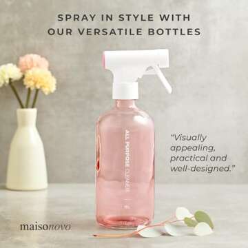 MAISONOVO Spray Bottle for Hair | 16.9 fl oz Pink x 2 with 16 Labels