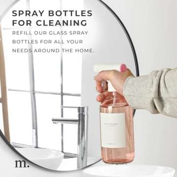 MAISONOVO Spray Bottle for Hair | 16.9 fl oz Pink x 2 with 16 Labels