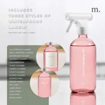MAISONOVO Spray Bottle for Hair | 16.9 fl oz Pink x 2 with 16 Labels
