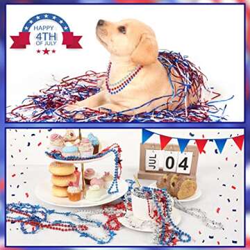 JULBEAR 4th of July Beads Necklaces, 24pcs Patriotic Star Bead Necklace for Independence Day Party Favors Carnival Decorations Accessories Supplies