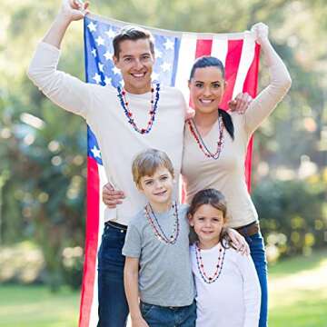 JULBEAR 4th of July Beads Necklaces, 24pcs Patriotic Star Bead Necklace for Independence Day Party Favors Carnival Decorations Accessories Supplies