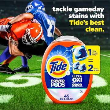 Tide Ultra OXI Power PODS with Odor Eliminators Laundry Detergent Pacs, For Visible and Invisible Dirt, 45 Count, Tide PODS Laundry Detergent, Laundry Pacs
