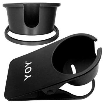 YOY Drink Cup Holder Clip - Table Desk Side Water Glass Beer Bottle Beverage Soda Coffee Mug Holder Cup Saucer Clip Design for Home Office, Black