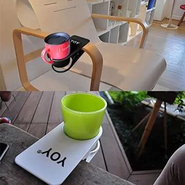 YOY Drink Cup Holder Clip - Table Desk Side Water Glass Beer Bottle Beverage Soda Coffee Mug Holder Cup Saucer Clip Design for Home Office, Black