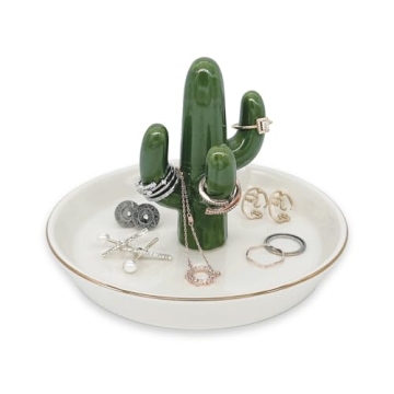 Ceramic Cactus Ring Holder for Jewelry and Decor