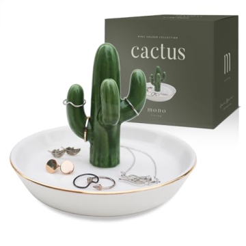 Ceramic Cactus Ring Holder for Jewelry and Decor