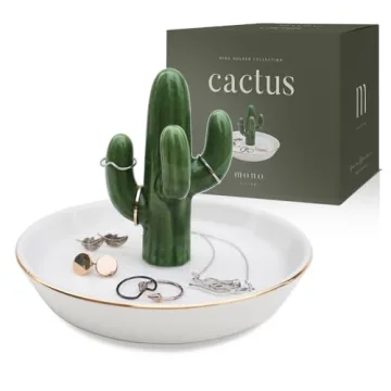 Ceramic Cactus Ring Holder for Jewelry and Decor