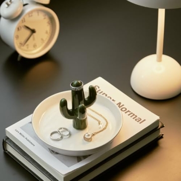 Ceramic Cactus Ring Holder for Jewelry and Decor