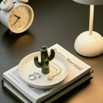 Ceramic Cactus Ring Holder for Jewelry and Decor