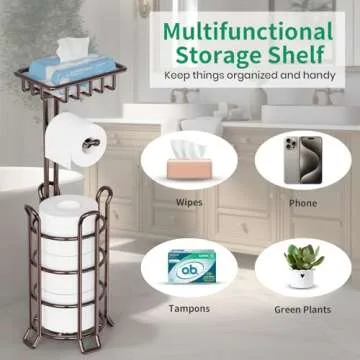 TomCare Toilet Paper Holder with Shelf for Daily Convenience