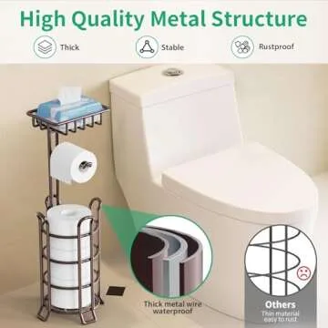 TomCare Toilet Paper Holder with Shelf for Daily Convenience