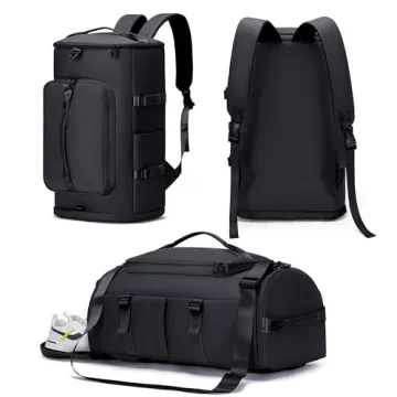 Durable Black Sports Duffle Gym Bag with Shoe Compartment