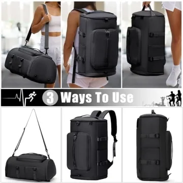 Versatile Black Gym Bag for Travel & Sports
