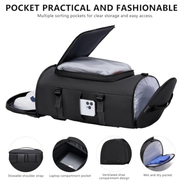 Versatile Black Gym Bag for Travel & Sports