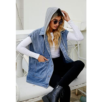 Stylish PAODIKUAI Women's Denim Vest with Hood Online